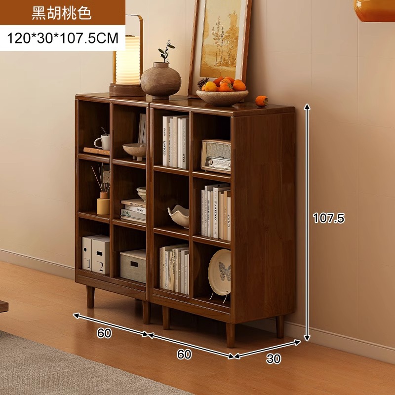 Estantería de madera maciza, cajones de piso a techo, armarios de sala de estar, armarios de rejilla combinados contra la pared, estantes de almacenamiento, estanterías cortas integradas