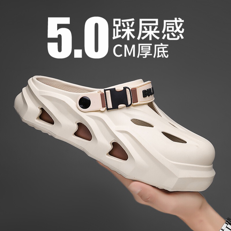 Men's Croc Shoes: Comfortable, Simple, Lightweight, Closed-Toe Slippers for Summer, Fashionable Thick-Soled Beach Shoes with a Soft Cushioning Feel, Dropshipping Available