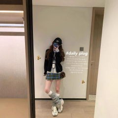 韩系早秋季氛围感穿搭假两件上衣针织衫女外搭小个子开衫毛衣外套