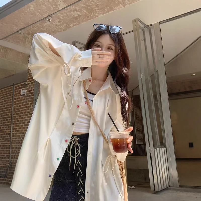 plus size Long-sleeved Shirt Coat Women's Spring New Design Sense Niche Casual Loose Slim Look Western Style Top
