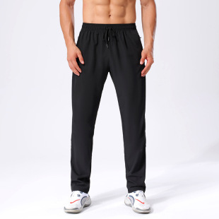 Quick-drying Sports Trousers Men's Fitness Training Ice Silk Summer Thin Breathable Straight-through Running Casual Woven Trousers