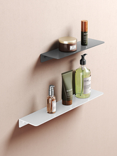 白色免打孔太空铝浴室置物架卫生间收纳洗漱台镜前一字隔板奶油风