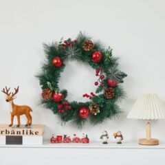 赤い果実松ぼっくりクリスマスボールガーランド PVC30 40 50 センチメートルガーランドクリスマス装飾ホーム壁ドア吊り