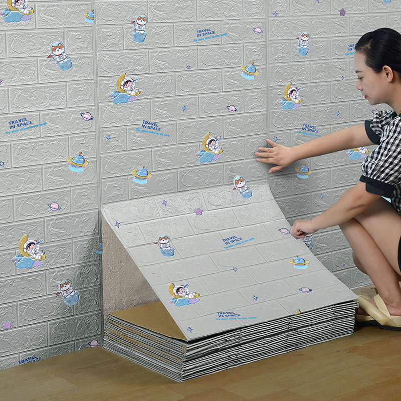 壁紙自己接着防水防湿3d立体壁貼り泡レンガ壁紙子供寝室暖かい背景壁面装飾|undefined