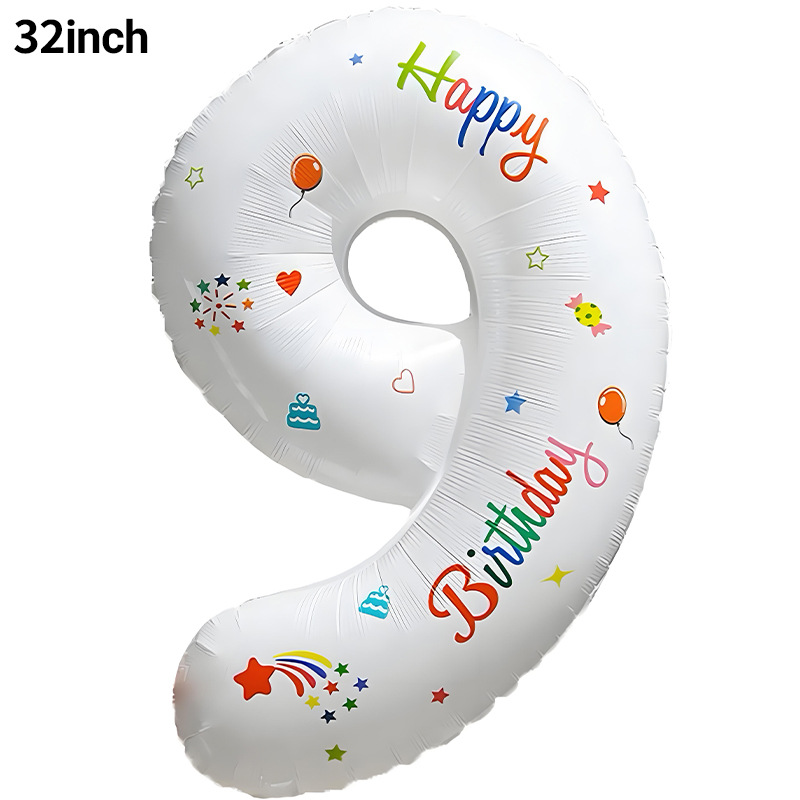Globo digital blanco de 32 pulgadas para decoración de cumpleaños, de aluminio, para fiestas, fondo para fotos, accesorios de decoración