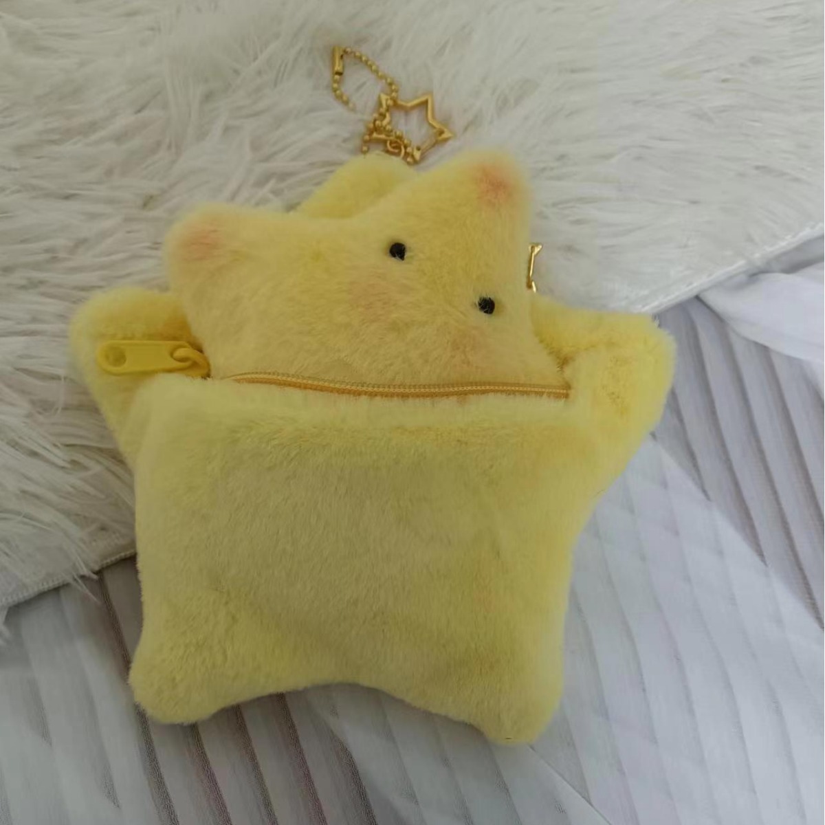 Colgante de peluche de estrella pequeña, lindo colgante de estrella de la suerte para niñas, llavero, monedero, bolso, mochila