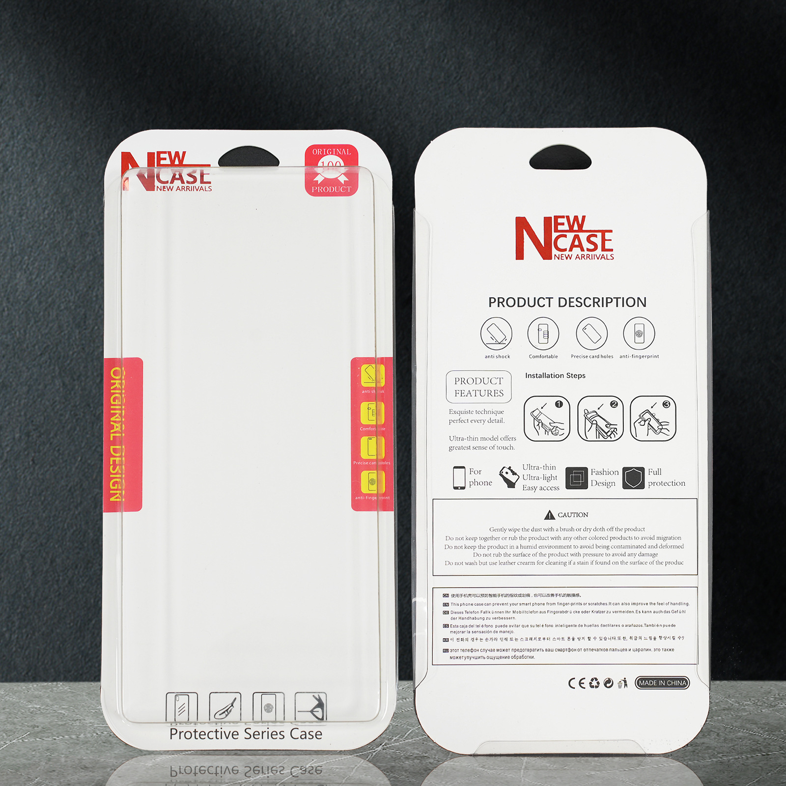 苹果安卓通用手机壳包装推拉盒插卡式纸盒透明PVC外包装热销数码