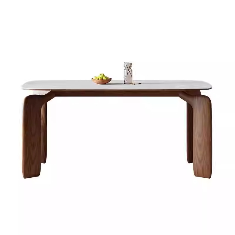 Mesa de comedor de estilo retrógrado francés DASIMA Pierna de elefante Mesa de comedor de madera maciza de cera rectangular Mesa de comedor de tabla de roca