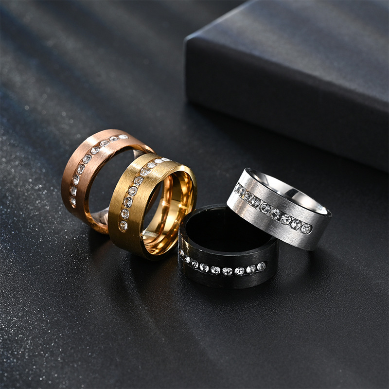 Zircon Inlay Material Vacation Classic Style Solid Color 304 Stainless Steel Inlay Zircon Men's Rings Men Signet Rings