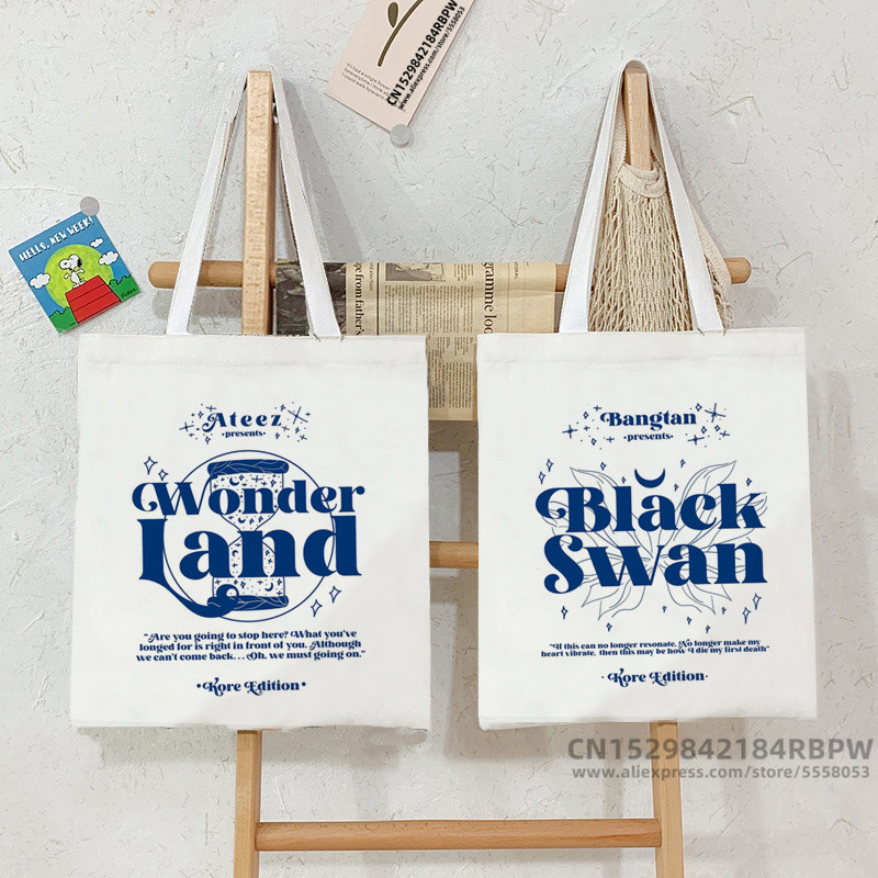 Txt blue hour tote bag inspired designer tote bag canvas spring and summer all-match bag shopping bag large print