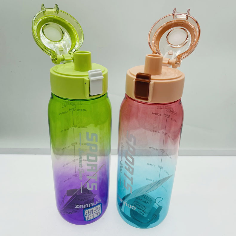 Zanuo Comercio exterior al por mayor colorido rebotando gradiente taza al aire libre de plástico taza de agua 600ml portátil taza de beber estudiante