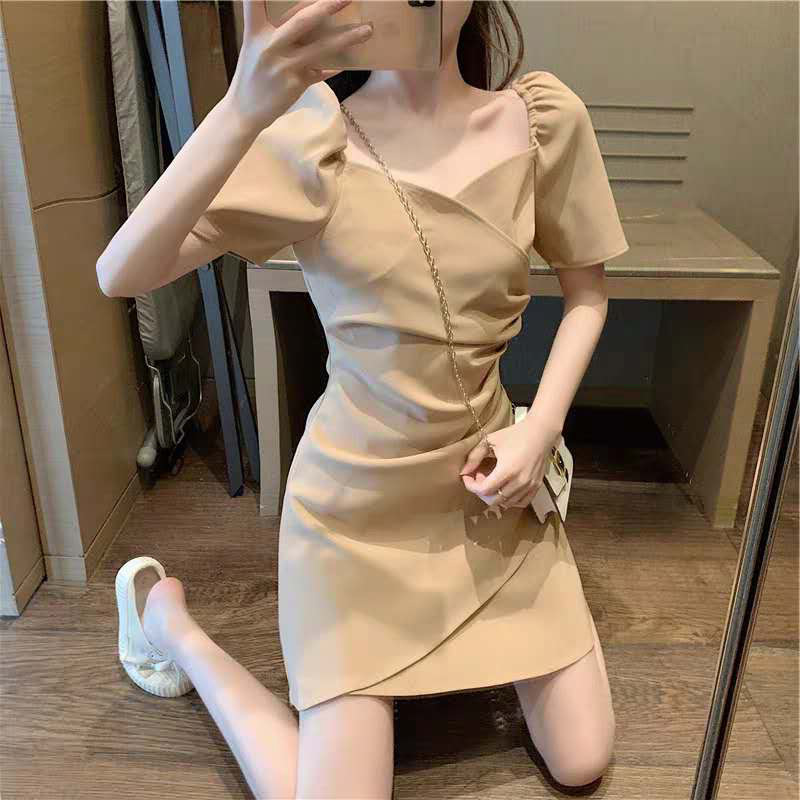 Váy liền ôm body eo thon gọn Hàn Quốc FL19866 mùa hè — màu đen, kaki chi tiết 2