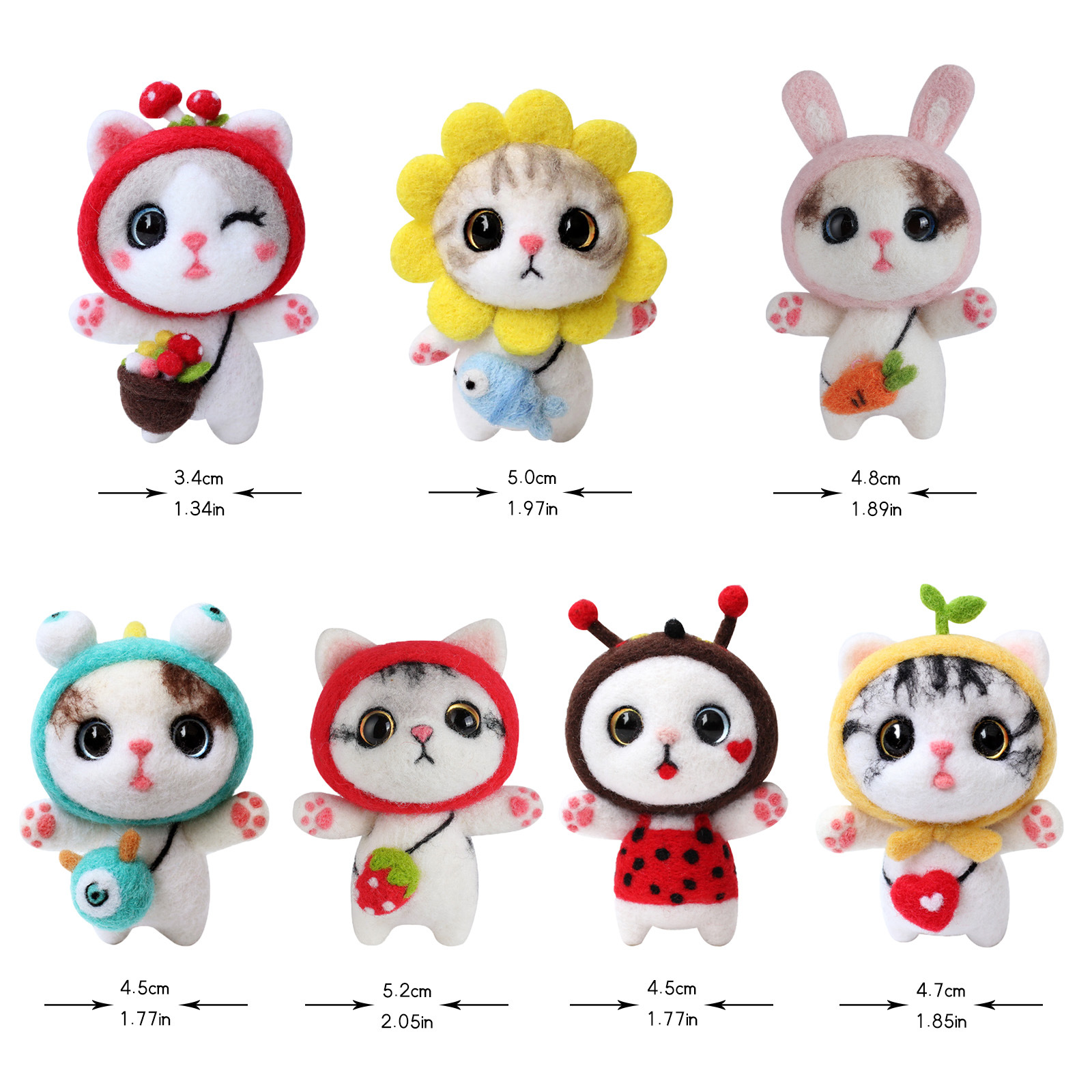 羊毛毡戳戳乐 diy自制材料包 猫猫系列 毛绒公仔玩偶