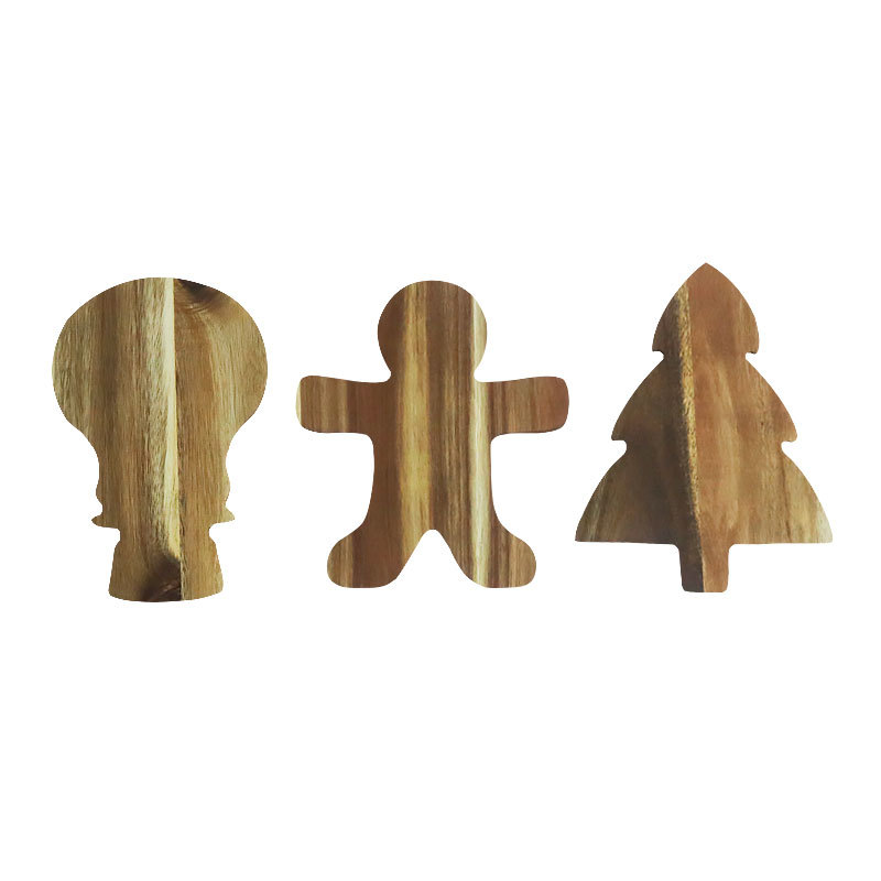 东莞外贸工厂定制木质食物板面包盘圣诞实木工艺品相思木异形托盘