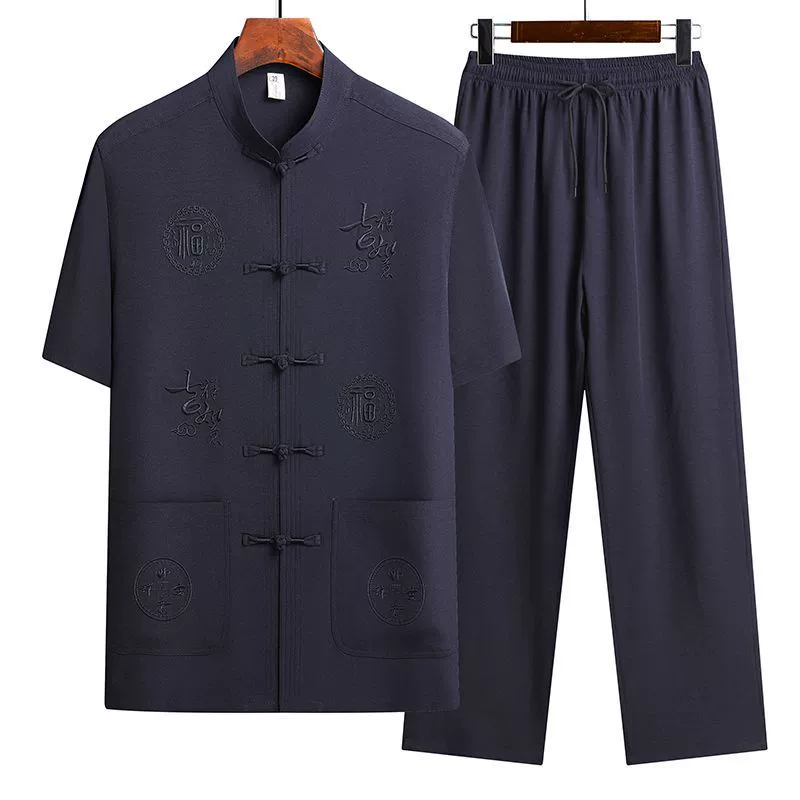 Летние рубашки с короткими рукавами для людей среднего и пожилого возраста, летняя тонкая одежда для папы в китайском стиле, костюмы Тан, одежда для дедушки, рубашки для пожилых людей.