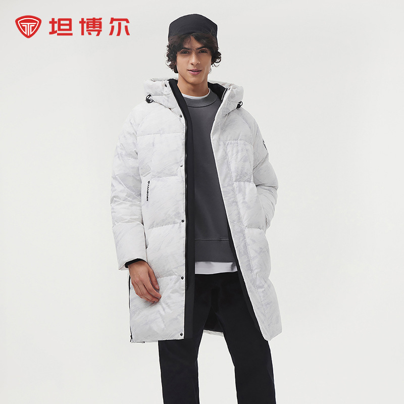 Tanboer down Jacket for Men and Women, Mid-Length Hooded Sports Winter Cold-Proof Clothing, Thick New Retro Style Tef55077