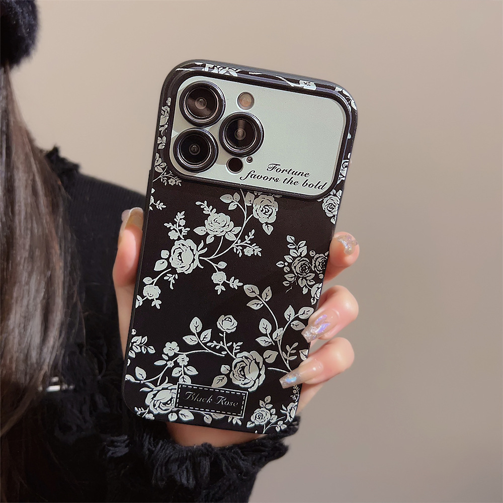 Funda para teléfono con diseño floral pequeño estilo francés, compatible con iPhone 17, Apple 16, estilo oscuro para 13 Pro Max, cobertura total para 11, 15 Huawei.