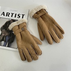 ファッション冬の男女共通のベルベットの厚い手袋の弾力性は羊の毛のように運転して保温手袋を着る