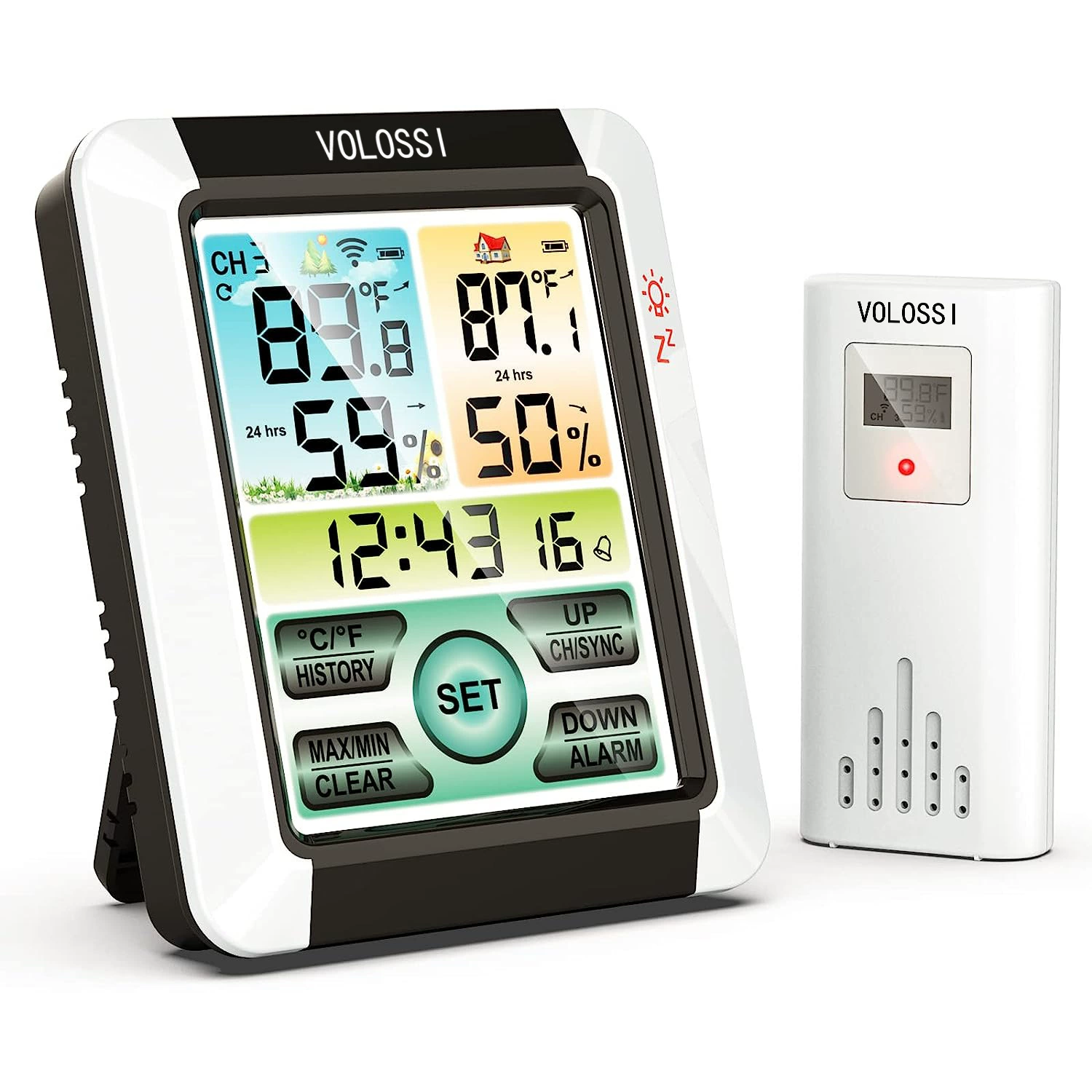 2022 Amazon трансграничный Новый внутренний и наружный Измеритель температуры и влажности цветной термометр с большим экраном электронный будильник