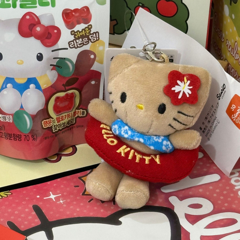 黑色草帽kitty帽宝宝挂件爱心扣公仔玩偶可爱赫本风挂饰钥匙扣|undefined