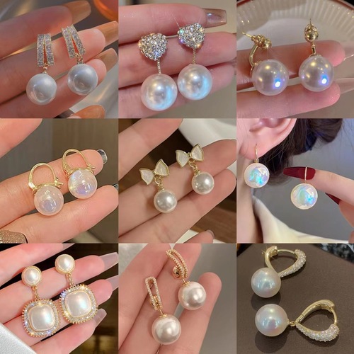 Large pearl earrings women's earrings retro earrings earrings 925 high-end earrings niche earrings earrings