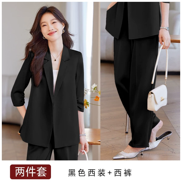 Classic suit jacket, black trousers