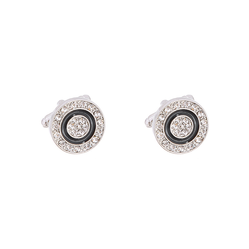 Gemelli da uomo rotondi in zircone e cristallo blu_voghion.com