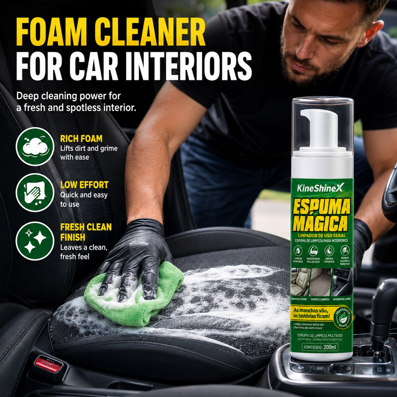 Kineshinex Car Interior Foam Cleaner Home Use Easy-To-Use Interior Cleaning Foam Safe Formula