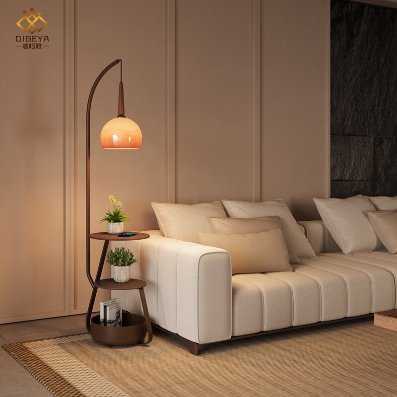 Diggera new high-end feeling retro bedside table integrated antique living room sofa atmosphere feeling floor lamp