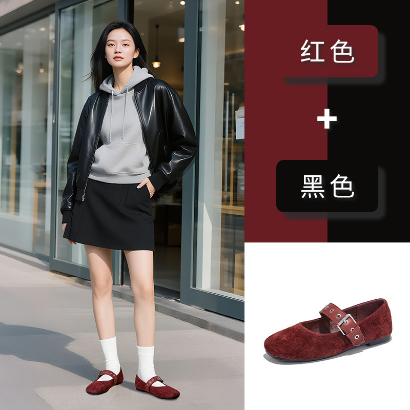 头层羊皮鞋垫浅口玛丽珍鞋女2025秋季新款不累脚时装单鞋芭蕾女鞋|undefined
