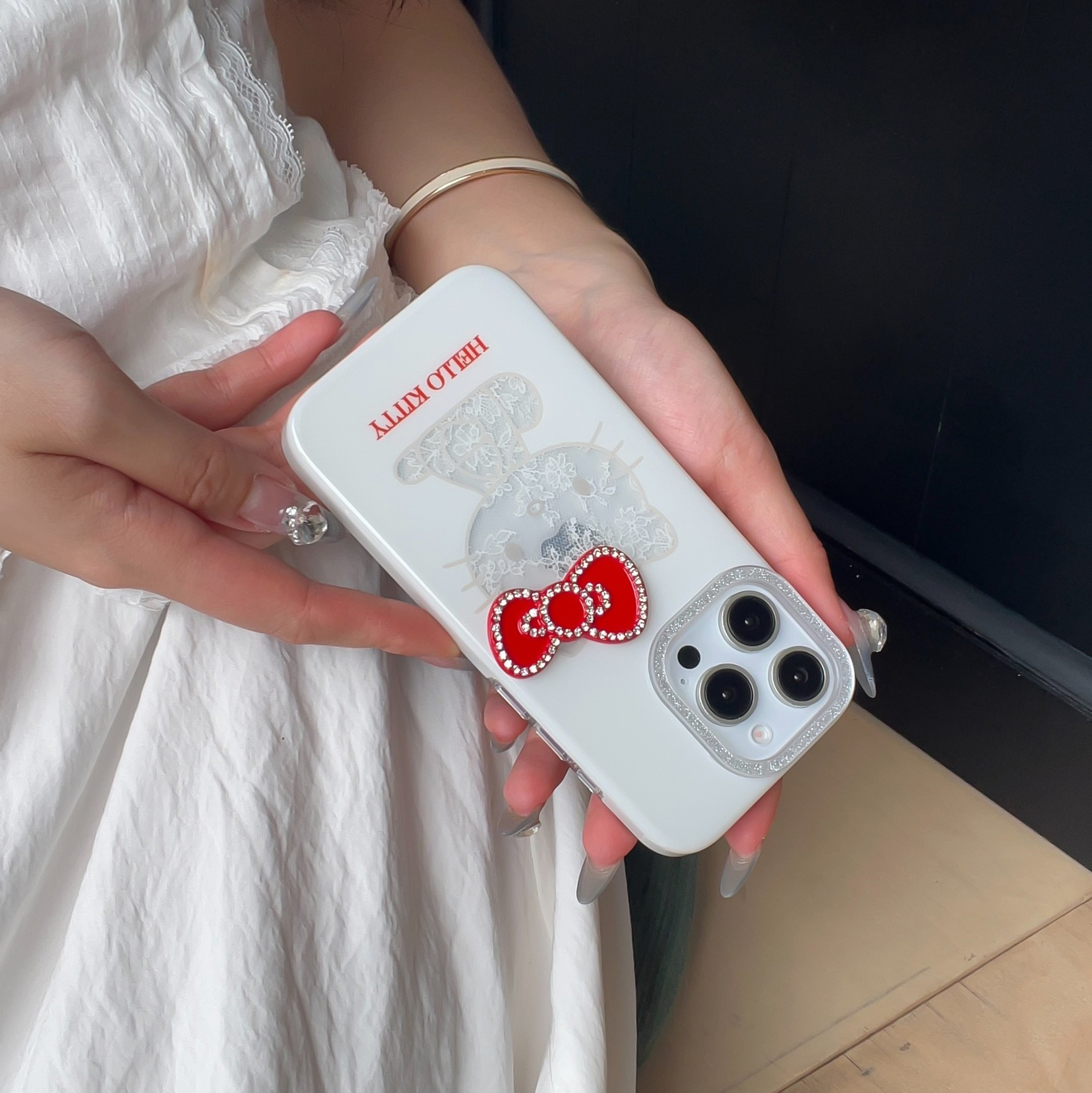 Girl Heart ins Encaje Bowkt Kt Aplicable iPhone16ProMax/15 Funda para teléfono Apple 14 Nuevo 13