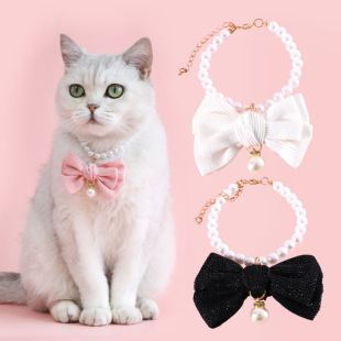 Pet Bow Necklace Princess Style Velvet Bow Tie Pendant Birthday Cat and Puppy Collar