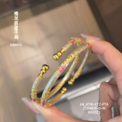 銀巻き風足銀999.9古法桜ひょうたん新中国式福禄純銀開口ブレスレット誕生日プレゼント