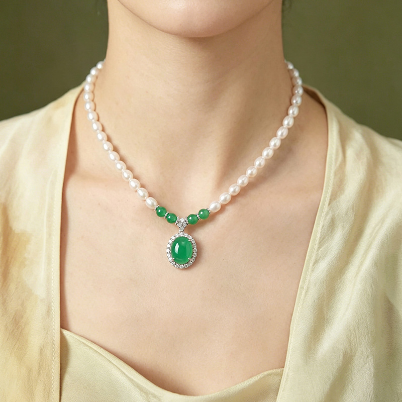Vòng cổ ngọc trai nước ngọt tự nhiên bạc S925 mạ vàng – set dây chuyền tặng mẹ — Bộ chuỗi