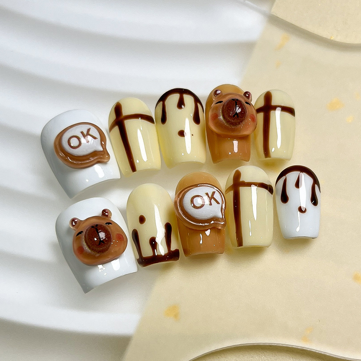 Manos de uso de uñas gradiente blush estereoscópio relieve manicure manicure falsa explosión pura lujo puro manicure