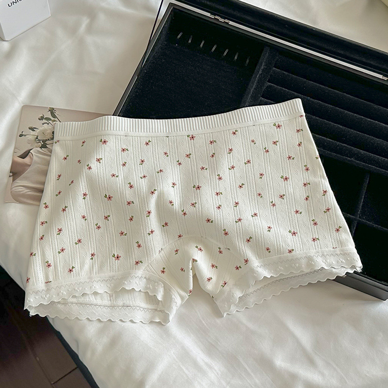 女性用ツーインワン純綿下着 10A 抗菌綿延長クロッチ夏薄い露出防止ボクサーボトム安全パンツ|undefined