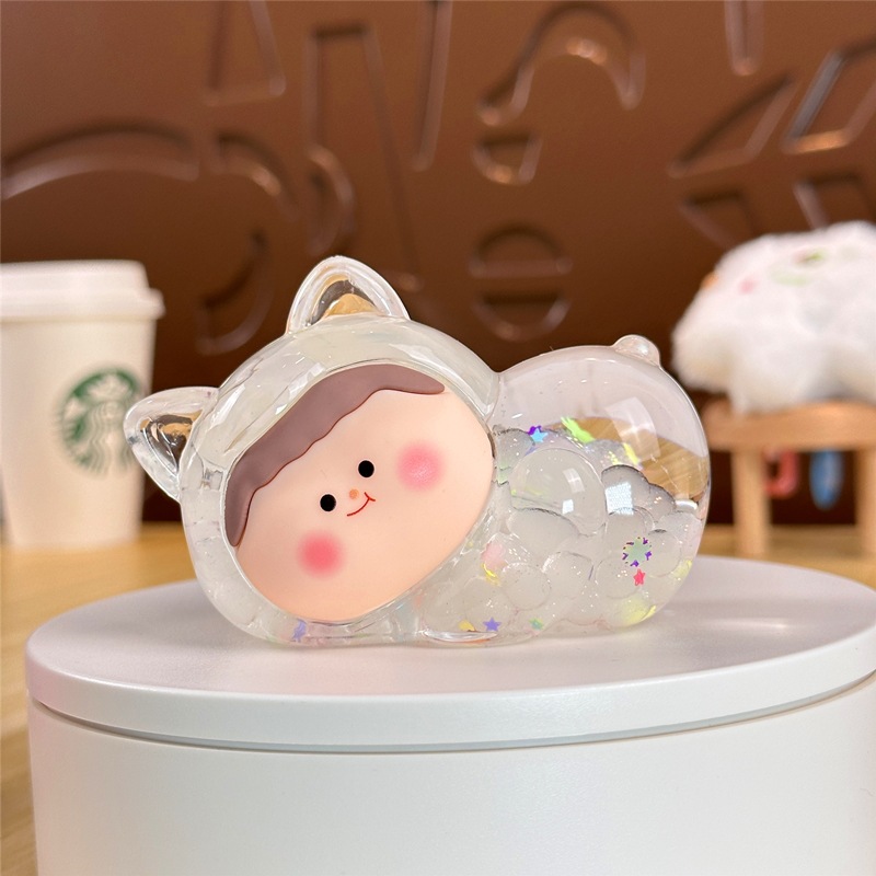 Nocturno explosivo gato macarón super lindo dibujos animados arena flotante en aceite caja ciega pequeña bolsa ciega adornos al por mayor