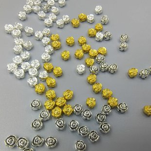 Rose flower hole beads spacer beads alloy jewelry accessories bracelet woven material ancient silver hole beads spacer beads