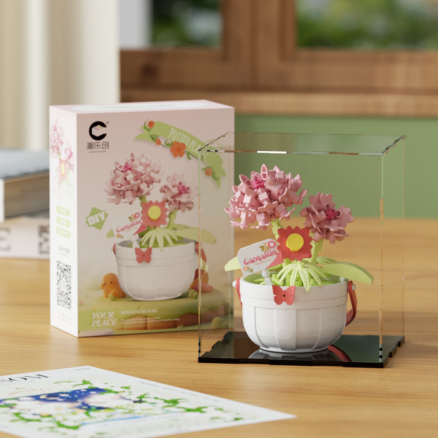 Compatible con bloques de flores eternas flores en maceta canasta DIY adornos hechos a mano girasol con flores de sol juguetes de puzzle para niños
