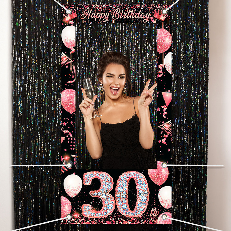 Cross-border Birthday Theme Hollow-out Photo Props Door Curtain Birthday Banner Party Decoration Supplies Photo Frame Decoration Cross-border Birthday Theme Hollow-out Photo Props Door Curtain Birthday Banner Party Decoration Supplies Photo Frame Decoration