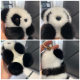 Wholesale pick up cute little panda imitation fur mink car keychain pendant plush doll bag pendant