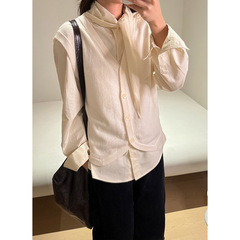木兰 设计感圆领衬衫2025十三行秋季新款简约气质女装衬衣女57253