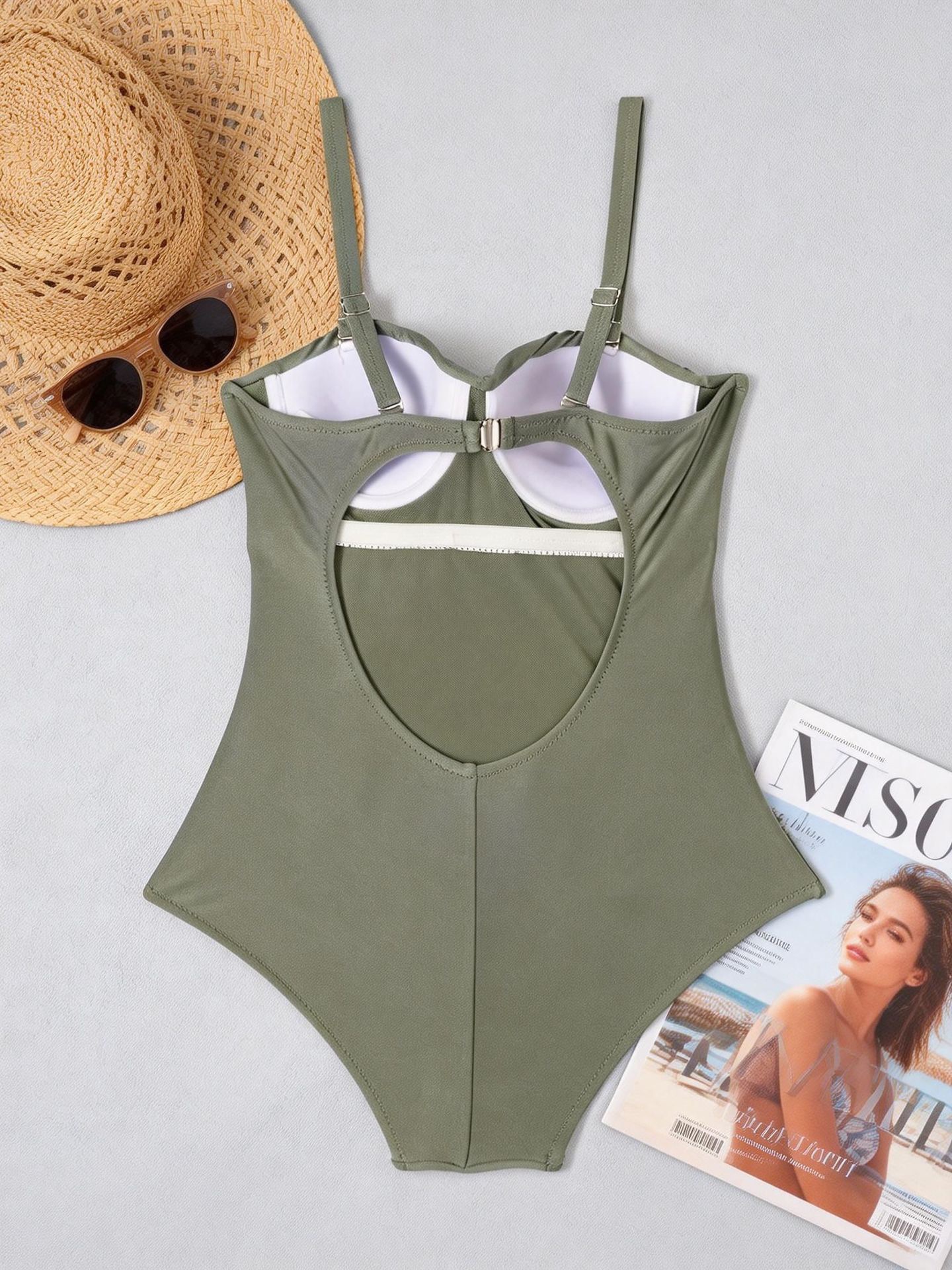 Women's Solid Colour One Piece Swimsuit Tummy Control Bikini_voghion.com