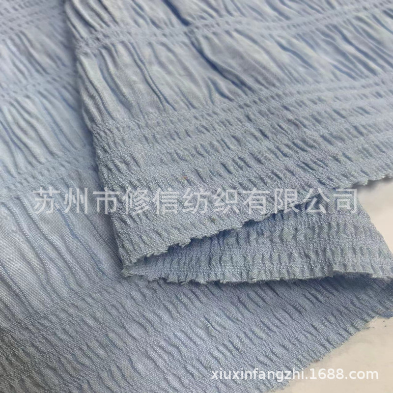 春风格雪纺提花布 女装泡泡袖衬衫布料春夏时尚面料 泡泡皱布