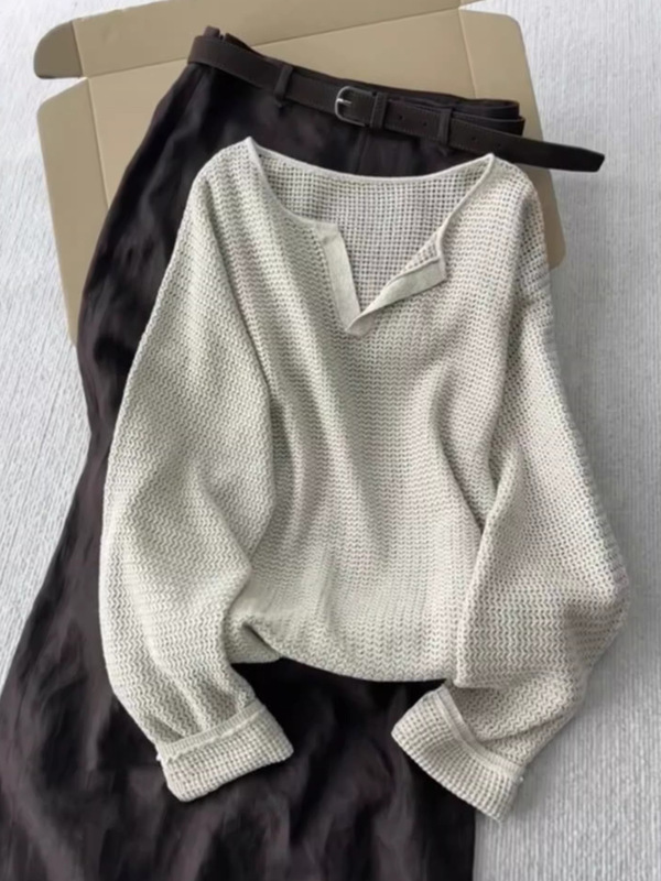 早秋穿搭一整套大方得体气质女神范韩系独特套头针织衫裙子套装|undefined