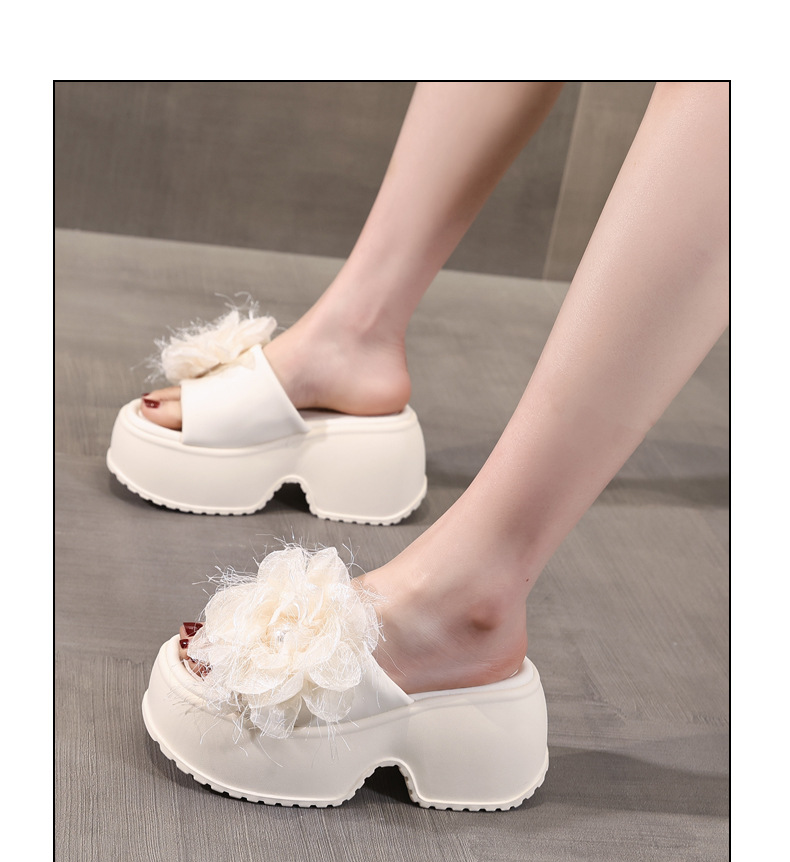 Dép sandal nữ quai chữ V đế bánh xốp cao 5 cm họa tiết hoa mùa hè 2025 — Màu be, Màu đen chi tiết 12