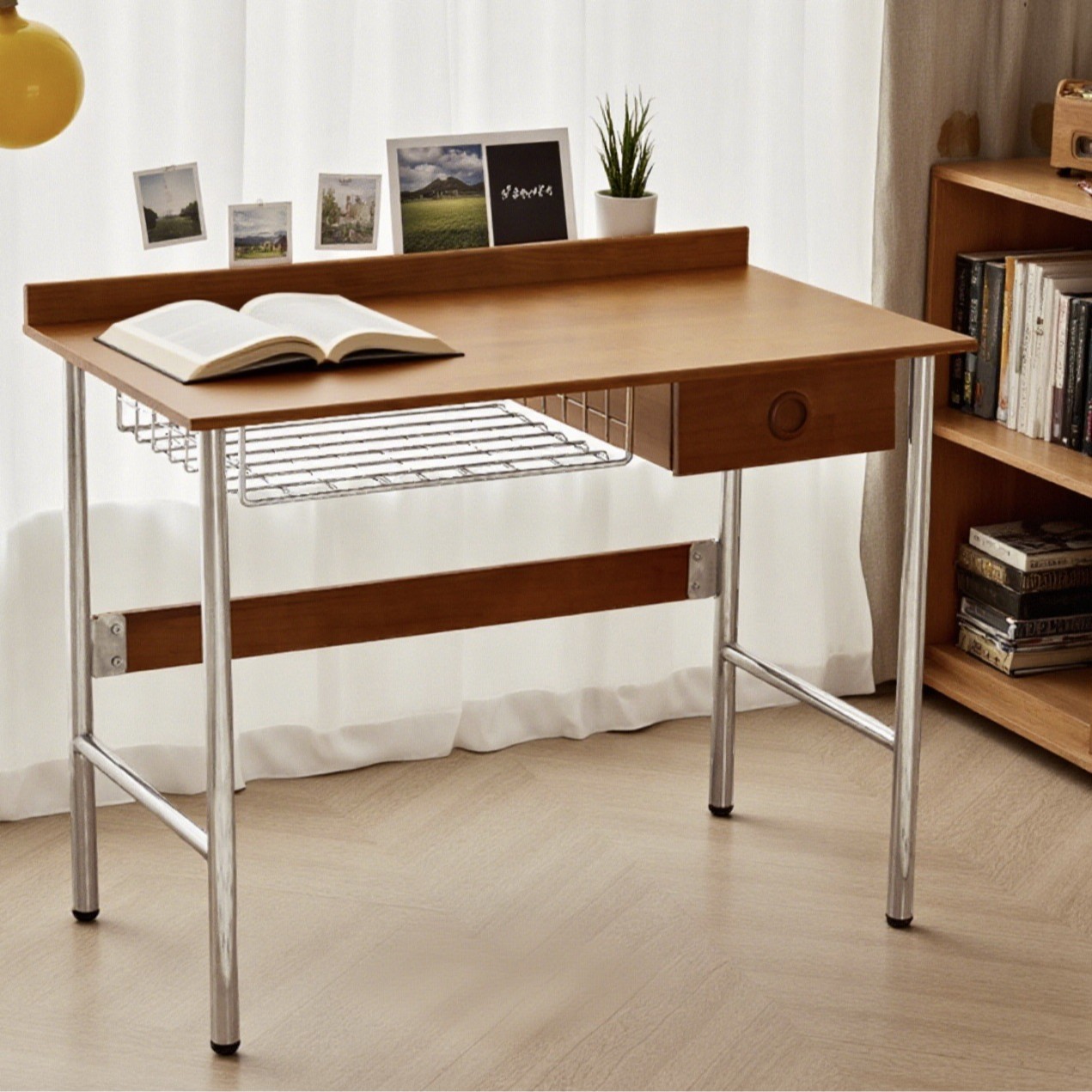 Solid Wood Desk Vintage Small Apartment Light Luxury Home Study Worktable Simple Japanese-style Computer Desk Office Study Table