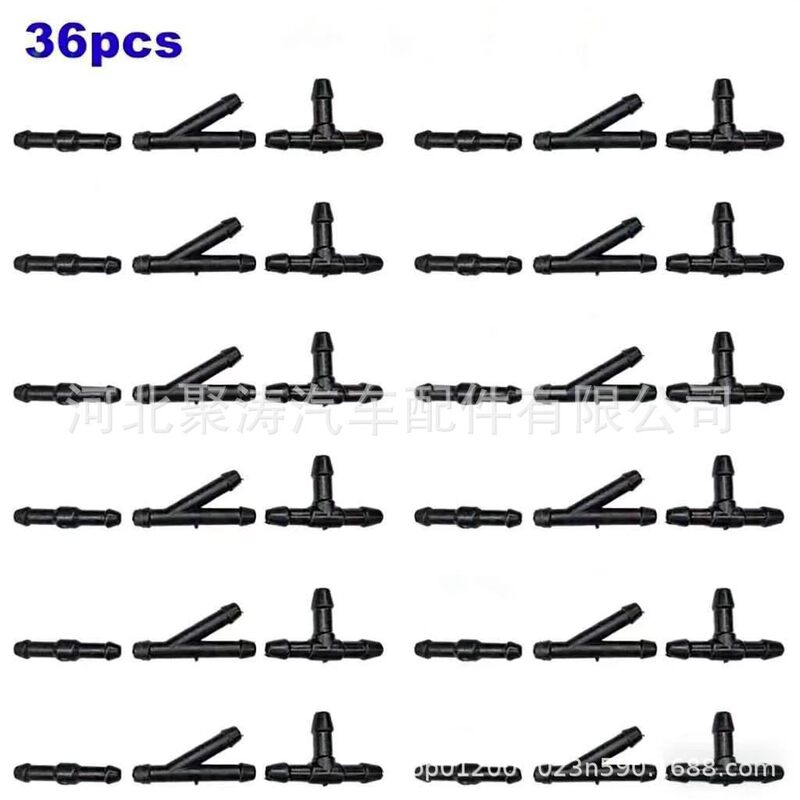36Pcs Universal Car Wiper Spray Hose Three-Way Connector Straight Y-Type Glass Washer Connector 36Pcs Universal Car Wiper Spray Hose Three-Way Connector Straight Y-Type Glass Washer Connector