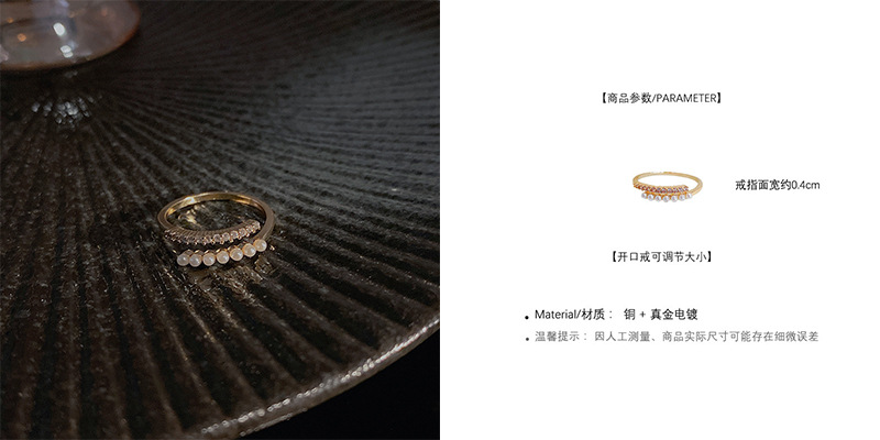 Fashion Geometric Copper Inlay Zircon Open Ring 1 Piece