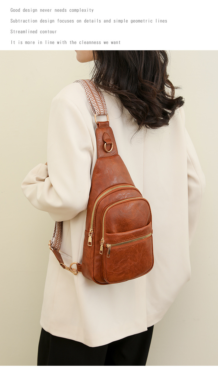 Women's Pu Leather Solid Color Vintage Style Classic Style Square Zipper Crossbody Bag Fanny Pack display picture 2